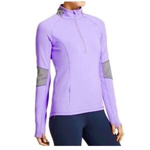Athleta Womens Lunar Purple 1/4 Zip Athletic Scuba Top Grey Mesh Back XS